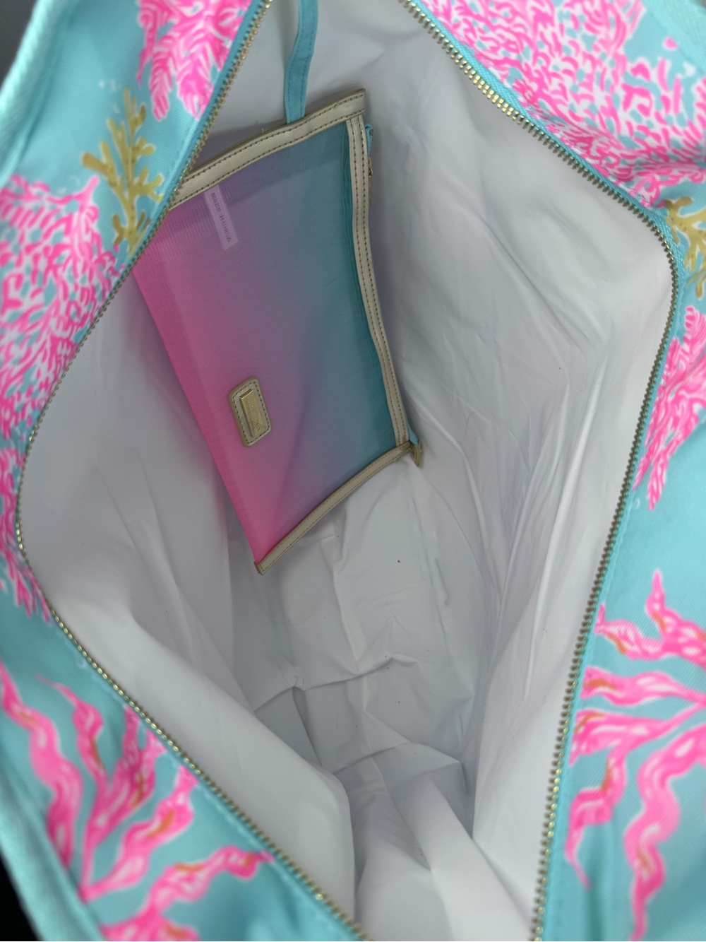 Lilly Pulitzer Royal Coral Cooler Bag Aqua Pink Insulated CrossbodyTote NWT - Picture 9 of 10